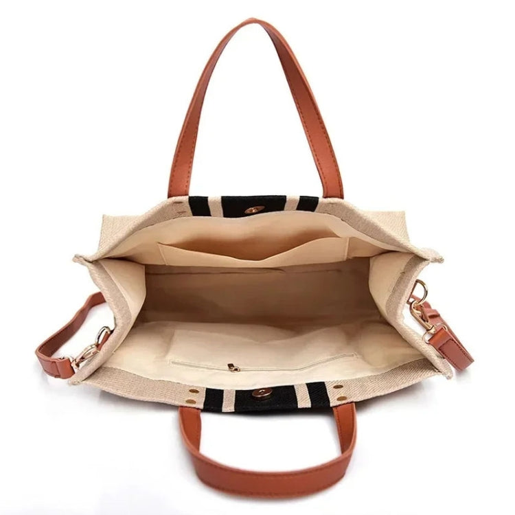 Women Handbag Briefcase Large Capacity Canvas Crossbody Bag, Color: Navy