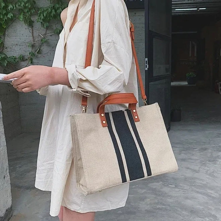Women Handbag Briefcase Large Capacity Canvas Crossbody Bag, Color: Zipper Model Navy