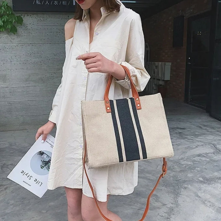 Women Handbag Briefcase Large Capacity Canvas Crossbody Bag, Color: Navy