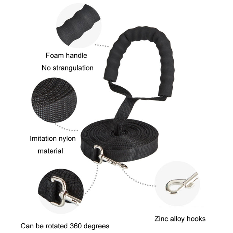 2.5cm x 20m Pet Tracking Dog Collar Leash Dog Training Lengthened Traction Leash(Black)