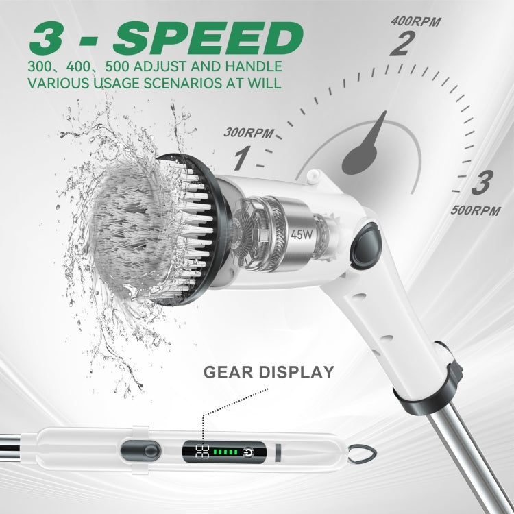 Multifunctional Long and Short Dual Purpose Electric Cleaning Brush Kitchen Bathroom Window Floor Brush(White)
