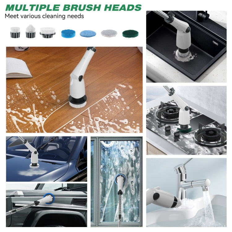 Multifunctional Long and Short Dual Purpose Electric Cleaning Brush Kitchen Bathroom Window Floor Brush(Black)