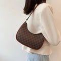 Women Summer Versatile PU Leather Tote Crescent Shoulder Bag Niche Design Underarm Bag(Coffee)