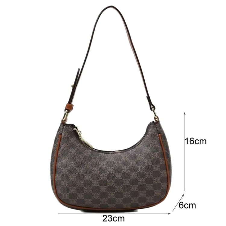Women Summer Versatile PU Leather Tote Crescent Shoulder Bag Niche Design Underarm Bag(White)
