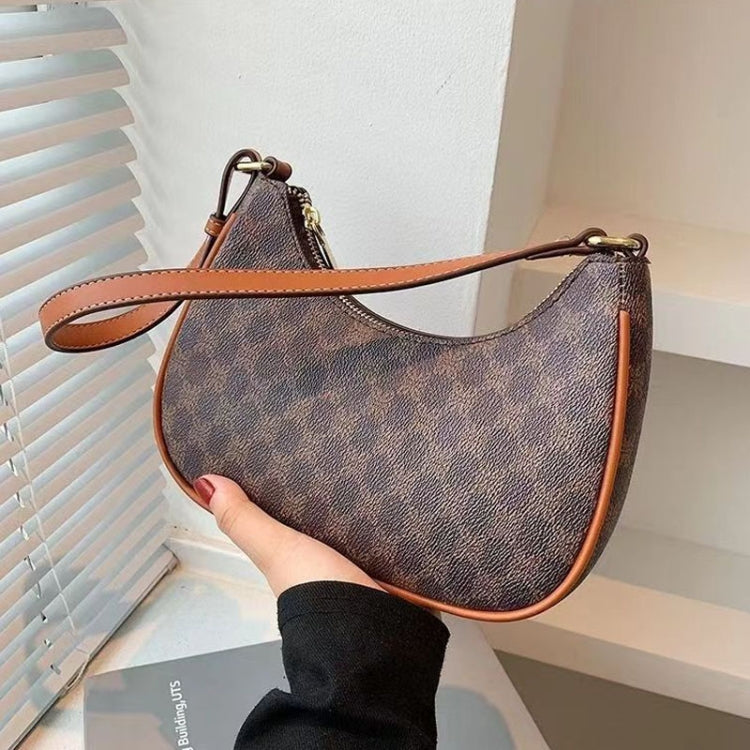 Women Summer Versatile PU Leather Tote Crescent Shoulder Bag Niche Design Underarm Bag(White)