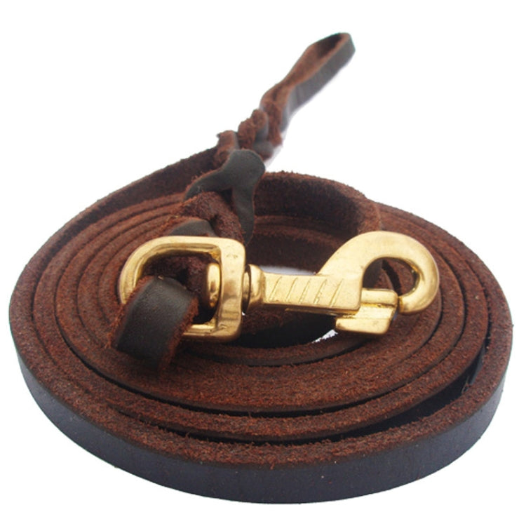 1.2 x 150cm Pet Outing Cowhide Towing Leash Dog Training Harness(Bronze Hook)