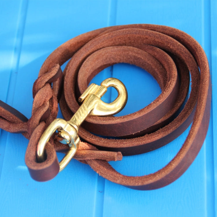1.2 x 120cm Pet Outing Cowhide Towing Leash Dog Training Harness(Bronze Hook)