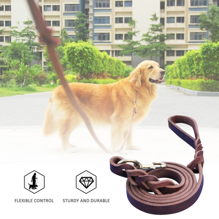 1.2 x 150cm Pet Outing Cowhide Towing Leash Dog Training Harness(Iron Hook)