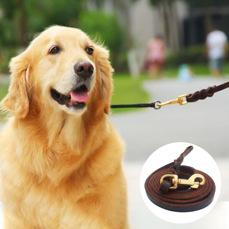 1.2 x 150cm Pet Outing Cowhide Towing Leash Dog Training Harness(Iron Hook)