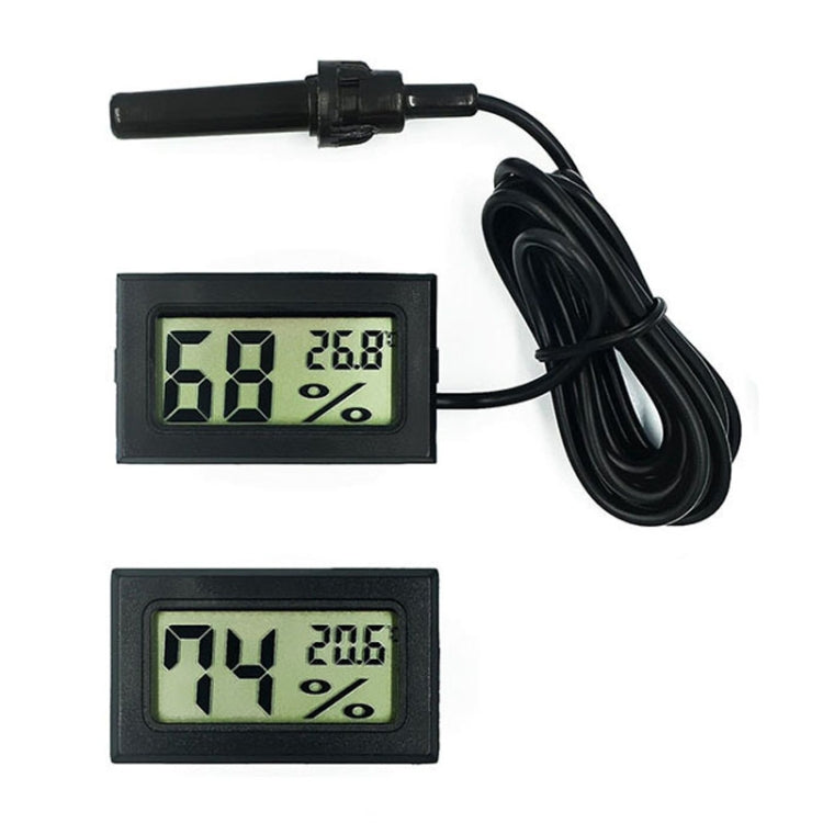 With Probe Digital Thermometer Hygrometer Electronic Temperature Detection Sensor, Model: FY-12 Black