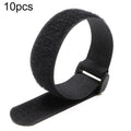 10pcs Nylon Cable Storage Snap Tape Reverse Buckle Type Fixed Packing Strap, Model: Black 25 x 300mm
