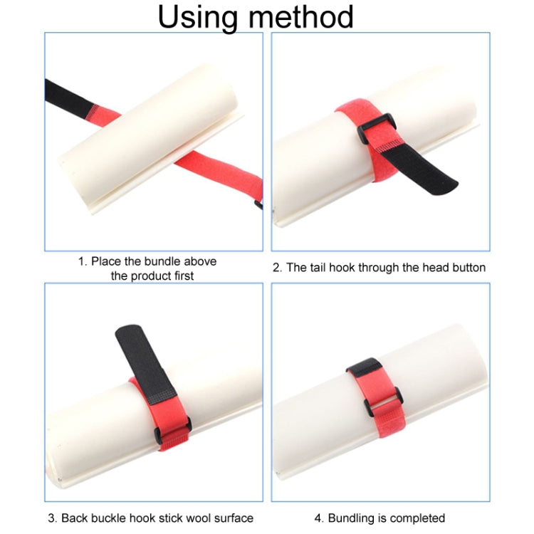 10pcs Nylon Cable Storage Snap Tape Reverse Buckle Type Fixed Packing Strap, Model: Black 20 x 300mm