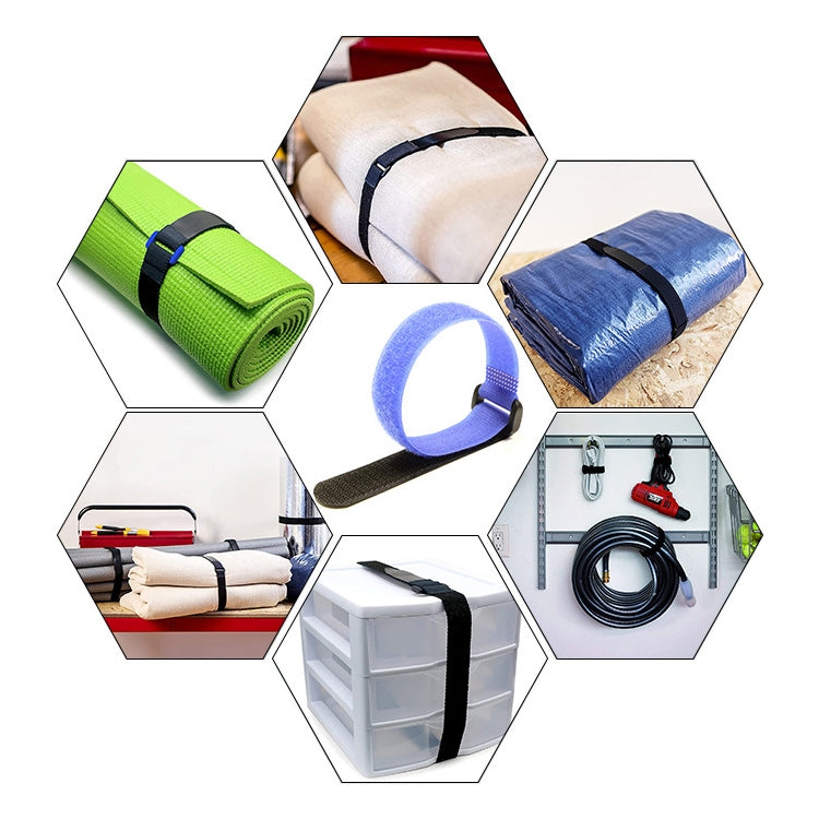 10pcs Nylon Cable Storage Snap Tape Reverse Buckle Type Fixed Packing Strap, Model: Black 20 x 150mm