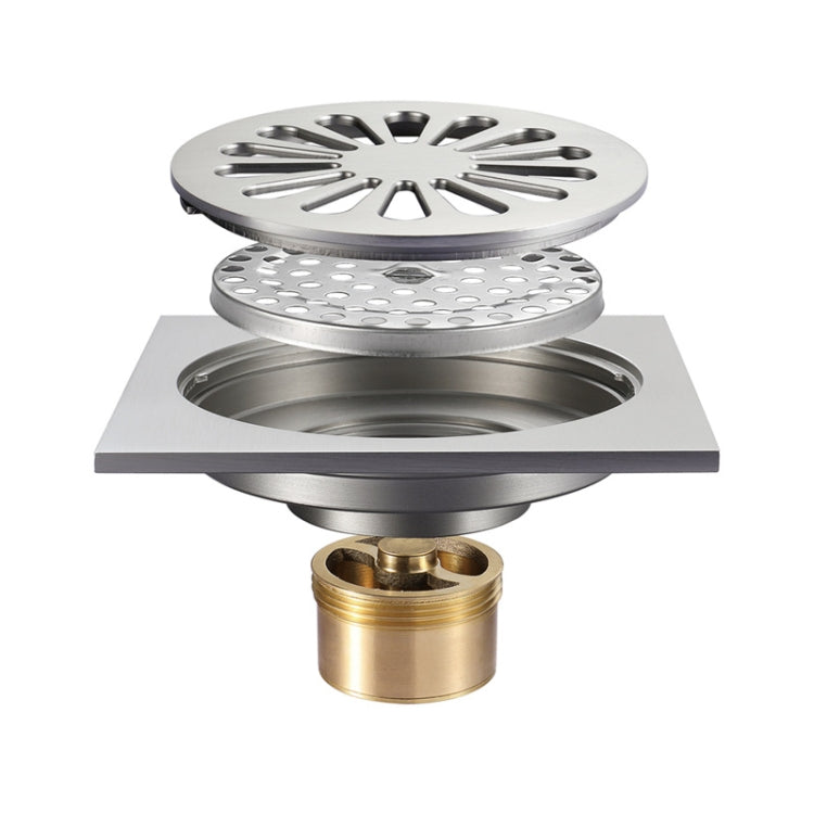 Bathroom Brushed Anti-Return Water, Insect and Odor Resistant Floor Drain(Copper)