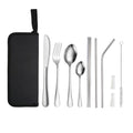Portable Stainless Steel Cutlery Set Outdoor Picnic Knife And Fork Tool With Storage Bag, Style: A Model Silver