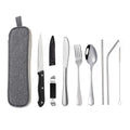 Portable Stainless Steel Cutlery Set Outdoor Picnic Knife And Fork Tool With Storage Bag, Style: C Model Silver