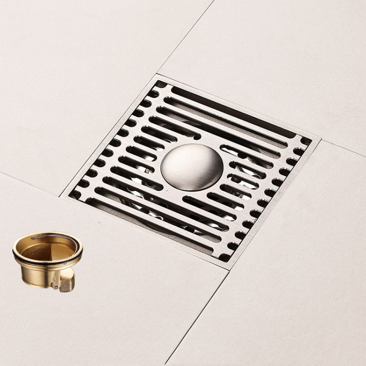 All Copper Brushed Anti-Odor Floor Drain Gravity Copper Core Bathroom Floor Drain, Specification: Square Fine Sculpture Dual Use