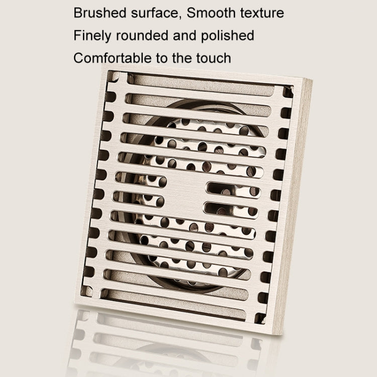 All Copper Brushed Anti-Odor Floor Drain Gravity Copper Core Bathroom Floor Drain, Specification: Square Fine Sculpture Dual Use