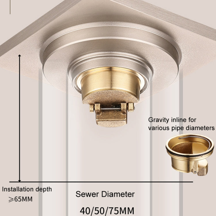 All Copper Brushed Anti-Odor Floor Drain Gravity Copper Core Bathroom Floor Drain, Specification: Sealed for Washing Machine