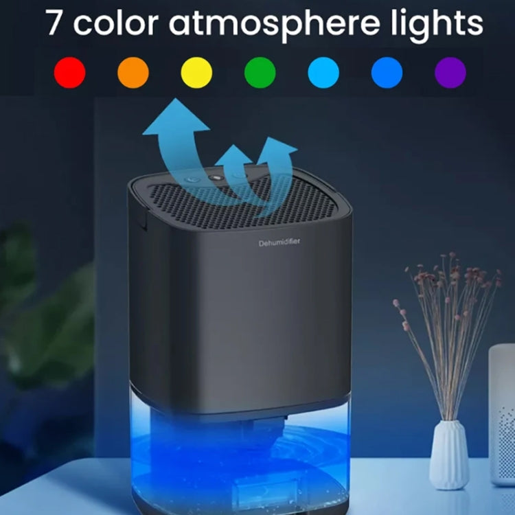 1L 36W Air Dehumidifier for Home Damp Drying Clothes with 7 colors Light EU Plug(White)