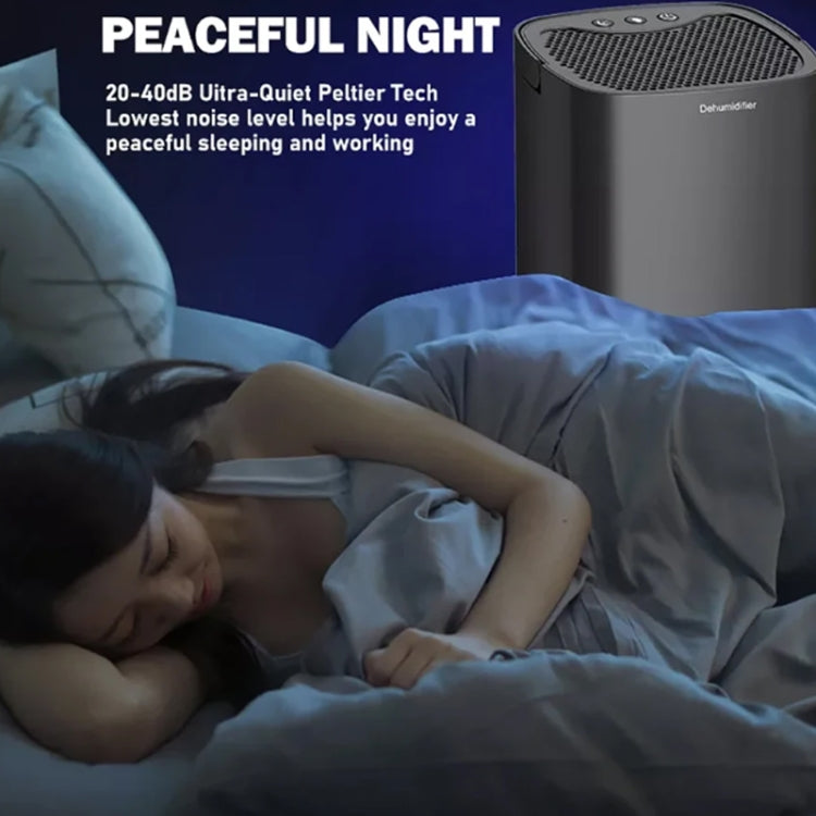 1L 36W Air Dehumidifier for Home Damp Drying Clothes with 7 colors Light US Plug(Black)