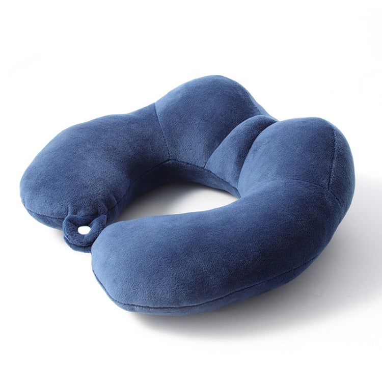 Portable Nap Neck Care Pillow Multifunctional Airplane Travel U-Shaped Pillow, Style: Navy Blue Memory Cotton