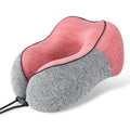 Colorblocking Ice Silk Memory Foam U-Shaped Pillow Portable Napping Neck Care Pillow(Red Gray)