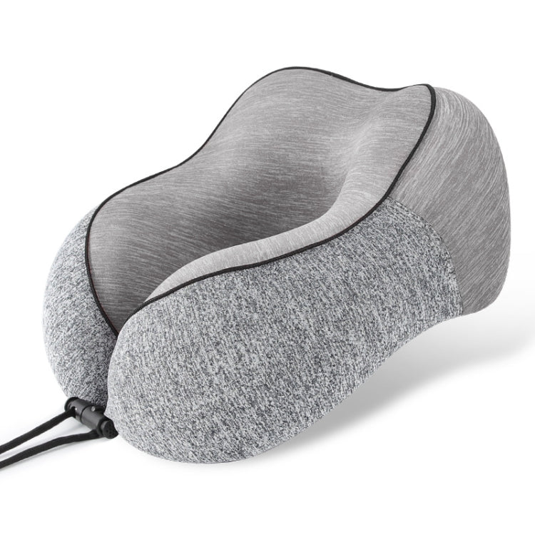 Colorblocking Ice Silk Memory Foam U-Shaped Pillow Portable Napping Neck Care Pillow(Gray)