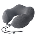 Knitted Cotton U-Shaped Memory Foam Pillow Portable Travel Neck Care Pillow(Dark Gray)