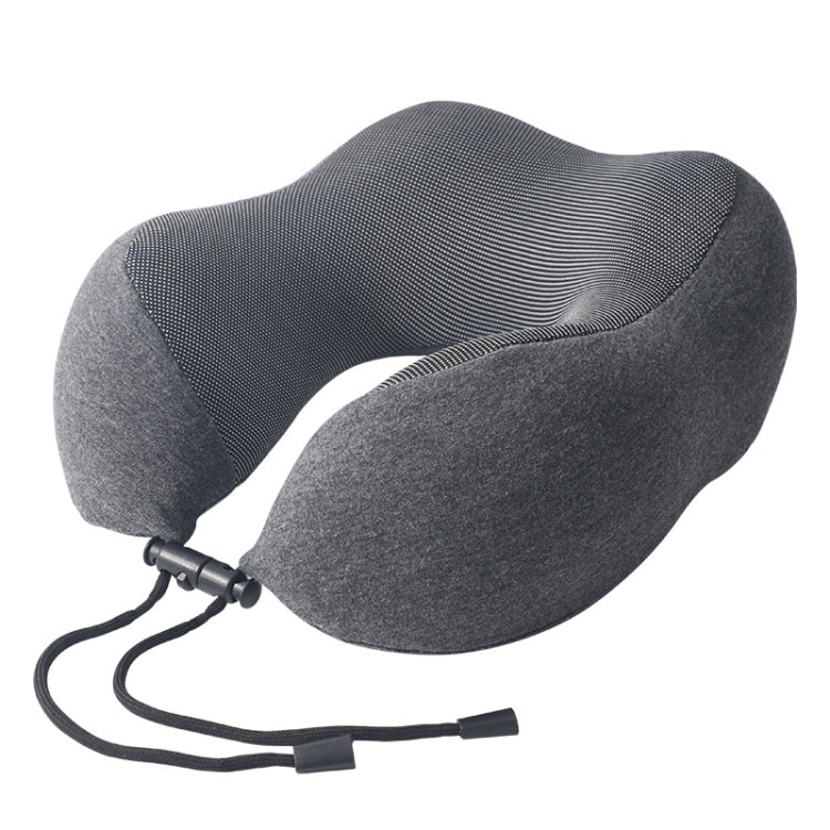 Knitted Cotton U-Shaped Memory Foam Pillow Portable Travel Neck Care Pillow(Dark Gray)