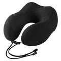 Knitted Cotton U-Shaped Memory Foam Pillow Portable Travel Neck Care Pillow(Black Gray)