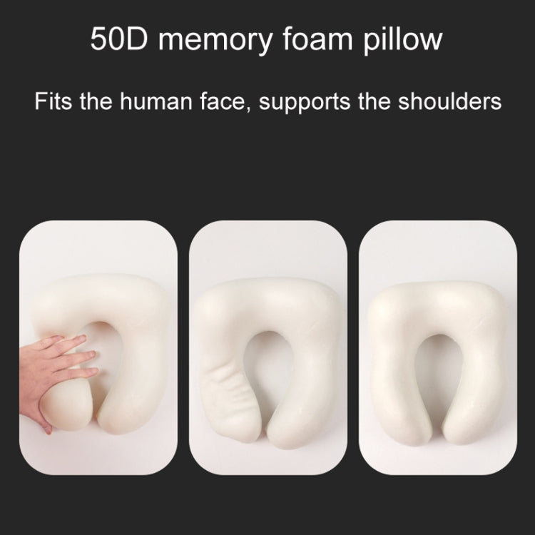 Knitted Cotton U-Shaped Memory Foam Pillow Portable Travel Neck Care Pillow(Black Gray)