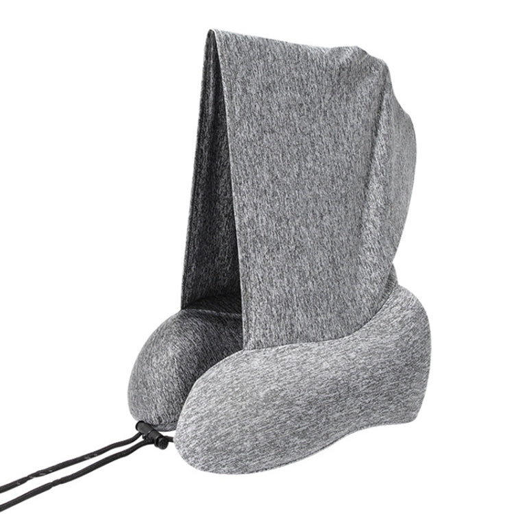 Hooded U-Shaped Memory Foam Pillow Portable Travel Neck Care Pillow(Gray)