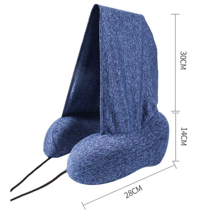 Hooded U-Shaped Memory Foam Pillow Portable Travel Neck Care Pillow(Black)