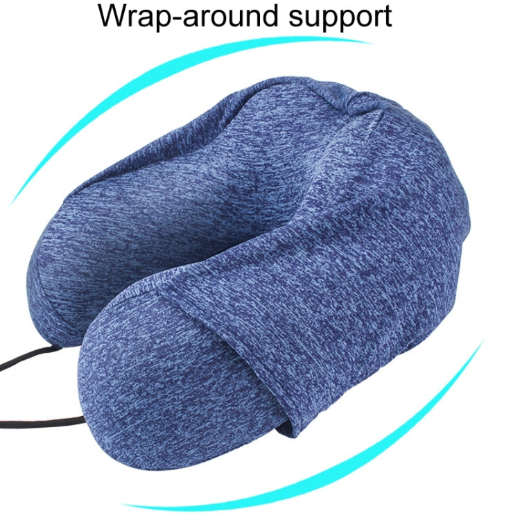 Hooded U-Shaped Memory Foam Pillow Portable Travel Neck Care Pillow(Blue)