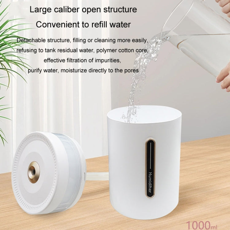 1L Home Humidifier Large Capacity Desk Aroma Mute Ambient Light Humidifier Charging Model(White)
