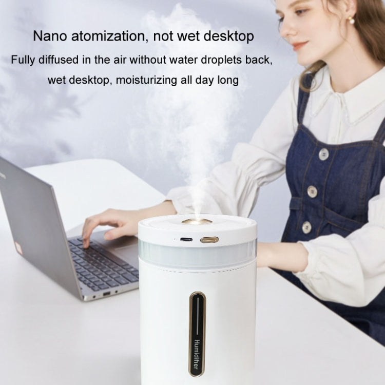 1L Home Humidifier Large Capacity Desk Aroma Mute Ambient Light Humidifier Charging Model(White)