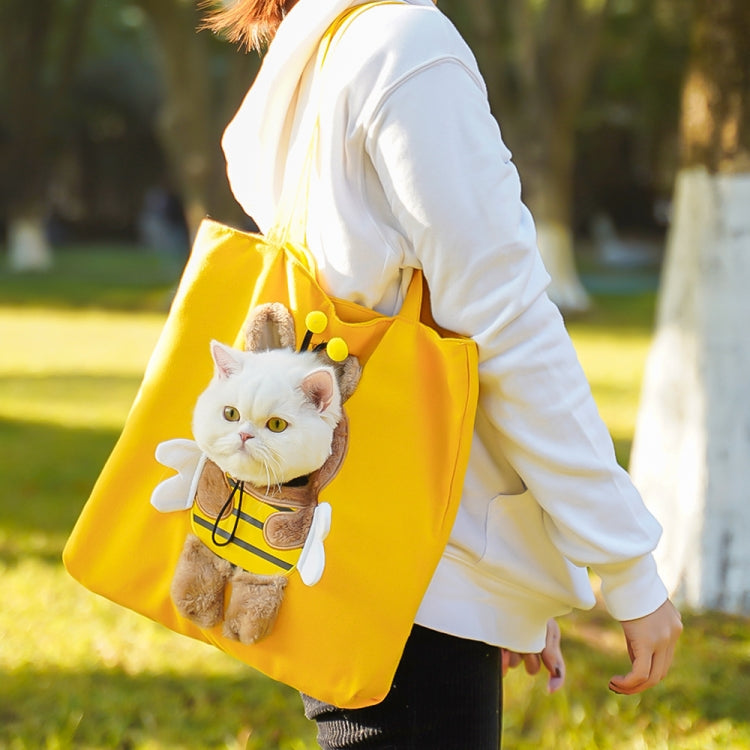 Pet Out Bag Crossbody Tote Cat Bag Small Dog Expandable Shoulder Bag, Size: M(Yellow Bee)