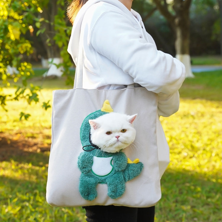 Pet Out Bag Crossbody Tote Cat Bag Small Dog Expandable Shoulder Bag, Size: L(White Background Green Dragon)