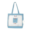 Handheld Large Capacity Breathable Exposed Canvas Cat Bag Outdoor Portable Pet Bag(Blue)