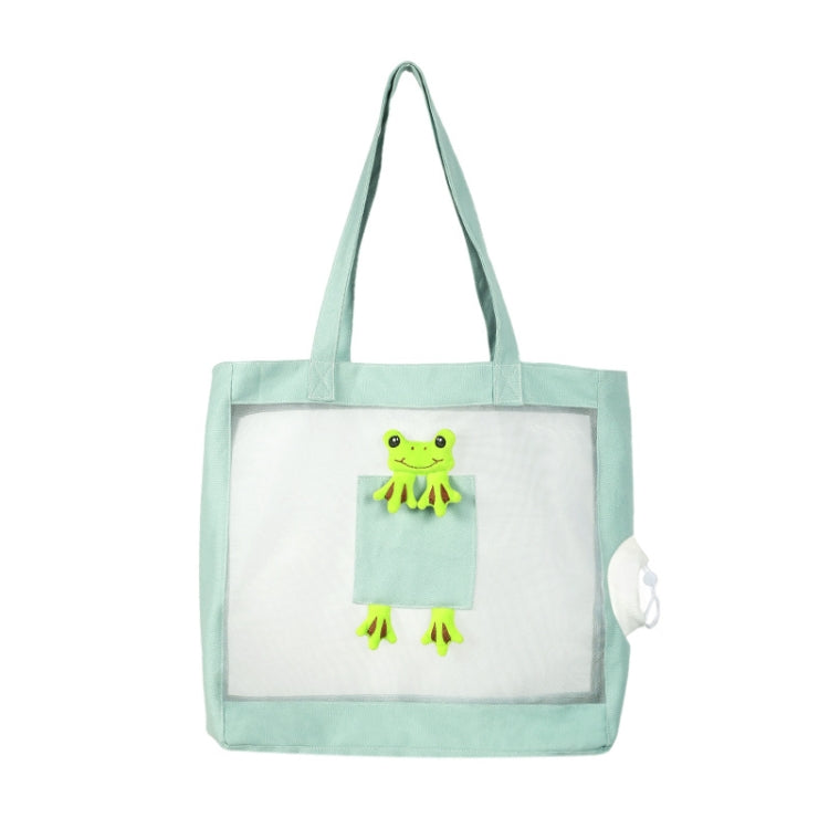 Handheld Large Capacity Breathable Exposed Canvas Cat Bag Outdoor Portable Pet Bag(Green)