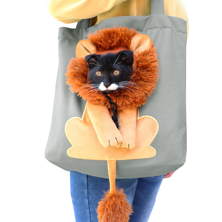 Canvas Expandable Little Lion Shape Cat Bag Small Dog Handbag, Size: Small (Light Green)