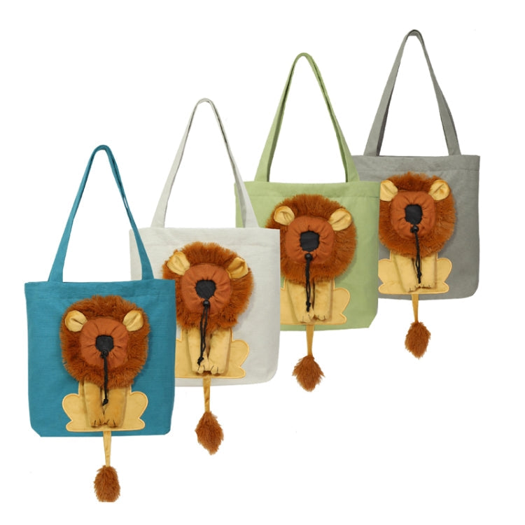 Canvas Expandable Little Lion Shape Cat Bag Small Dog Handbag, Size: Small (Light Green)