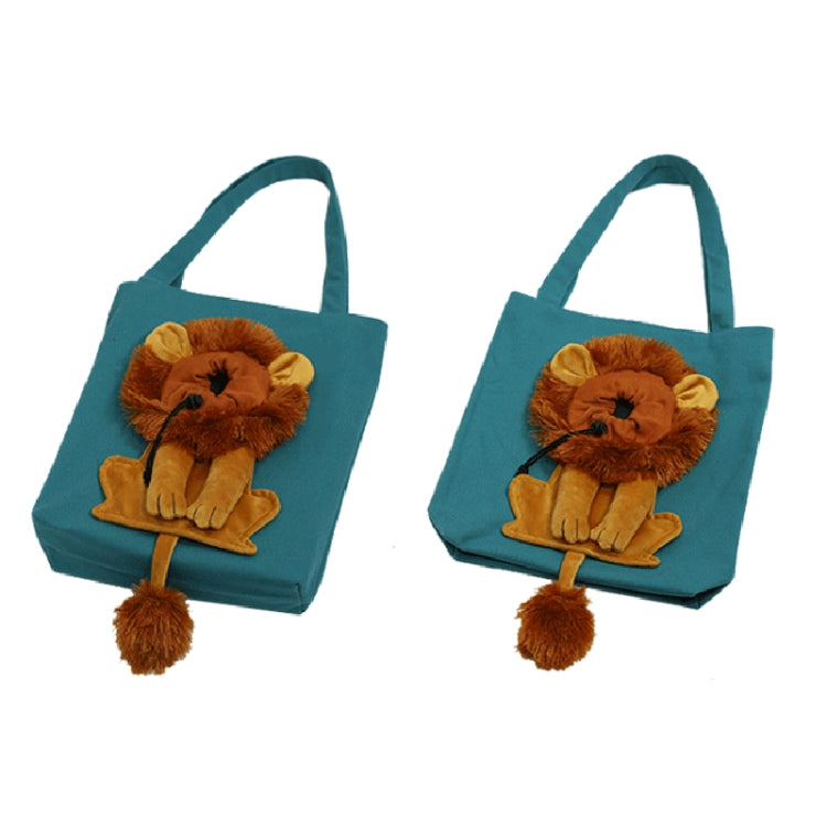 Canvas Expandable Little Lion Shape Cat Bag Small Dog Handbag, Size: Small (Lake Blue)