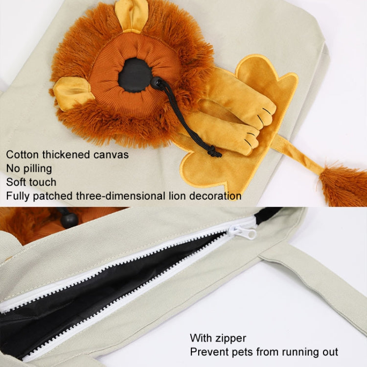 Canvas Expandable Little Lion Shape Cat Bag Small Dog Handbag, Size: Large (Dark Gray)
