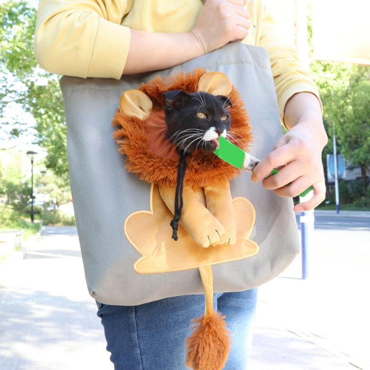 Canvas Expandable Little Lion Shape Cat Bag Small Dog Handbag, Size: Small (Lake Blue)