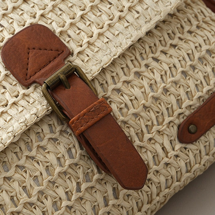 Women Retro Messenger Bag Travel Crossbody Straw Bag(Beige)