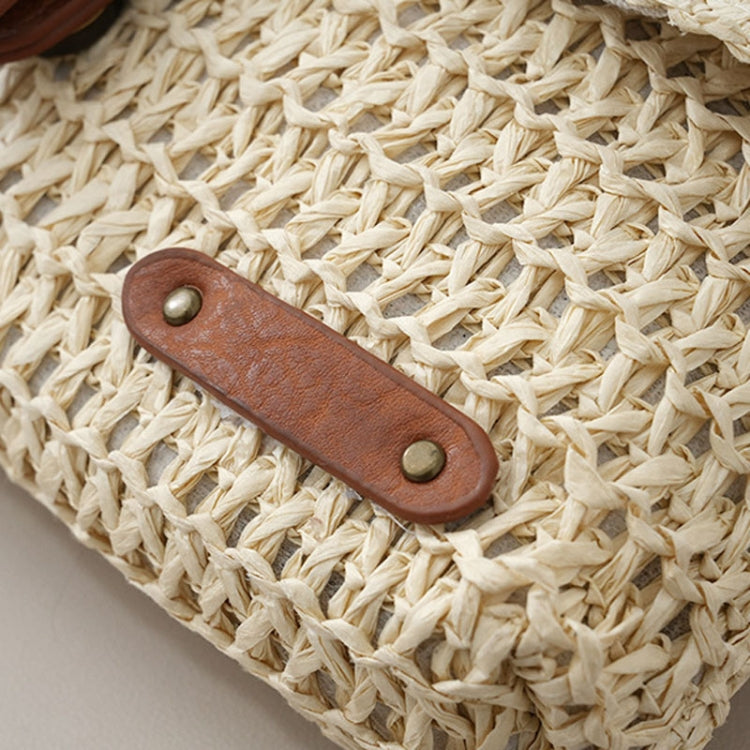 Women Retro Messenger Bag Travel Crossbody Straw Bag(Beige)