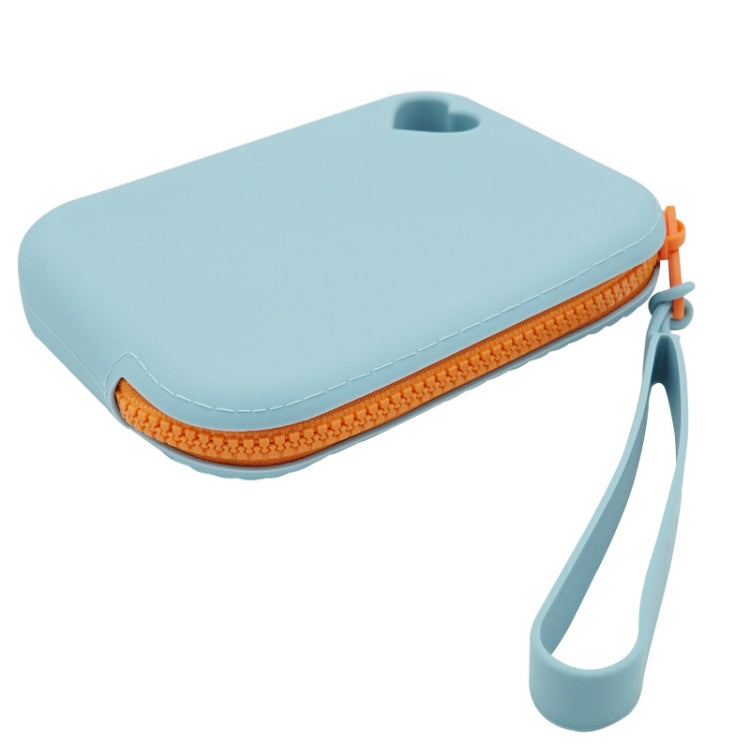 Silicone Storage Bag Portable Key Card Package Waterproof Dustproof Data Earphone Mini Bag(Light Blue)