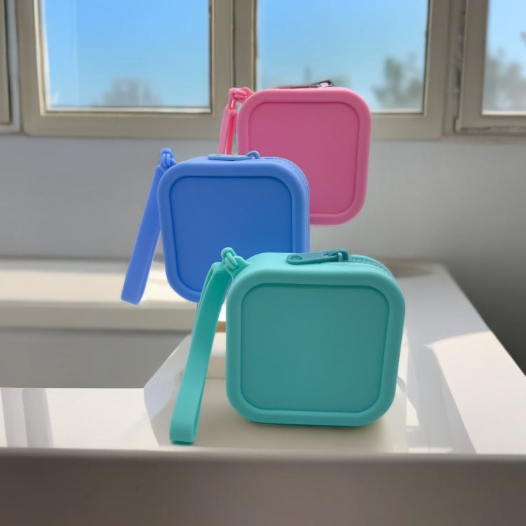 Silicone Change Storage Small Square Bag Lipstick Bank Card Earphone Zipper Storage Bag(Green)